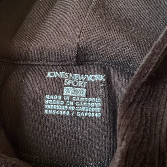 + JONES NEW YORK + Velour Dark Brown Hoodie - Picture 6 of 8